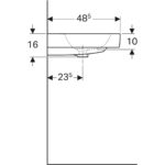Dvojumývadlo Geberit iCon: B=120cm, T=48.5cm, Otvor pre batériu=V strede, biela