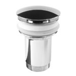 Výpusť uzatváracia CLICK-CLACK SOLID, celokovová s prepadom, pochróm. mosadz, ø 5/4", guľatá