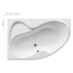 Vaňa ROSA II 170x105 ľavá, snehobiela