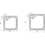 Štvorcová vanička PERSEUS Pro Flat 800x800 mm, biela
