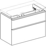 Skrinka Geberit Smyle Square pod umývadlo, s 2 zásuvkami, T=47cm, orech/láva/matná