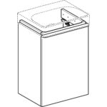 Skrinka Geberit Smyle Square pod malé umývadlo, s 1 dvierkami, biele/lesk/biela/matná