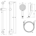 922.00 Sprchový set - ručná sprcha Flat M, tyč 60 cm, hadica