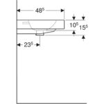 Umývadlo na dosku Geberit iCon: B=75cm, T=48.5cm, Otvor pre batériu=V strede, biela