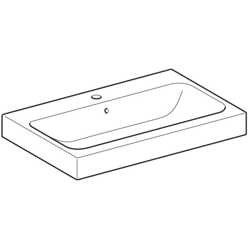 Umývadlo na dosku Geberit iCon: B=75cm, T=48.5cm, Otvor pre batériu=V strede, biela