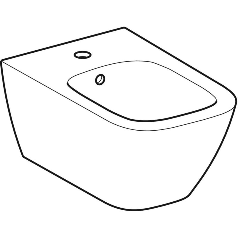 Závesný bidet Geberit Smyle Square, uzavretý tvar: T=54cm, Prepad=Viditeľné, Biela, 500.209.01.1