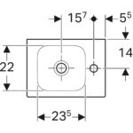 Malé umývadlo Geberit iCon: Biela, B=38cm, H=13.5cm, T=28cm, Otvor pre batériu=Vpravo, 124736000