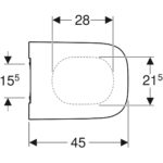 WC sedadlo Geberit Smyle Square, úzky dizajn, s aut. zatváraním, biela