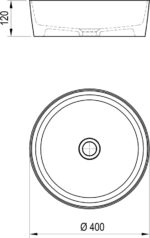 Umývadlo na dosku UNI Slim 400 mm, keramické biele