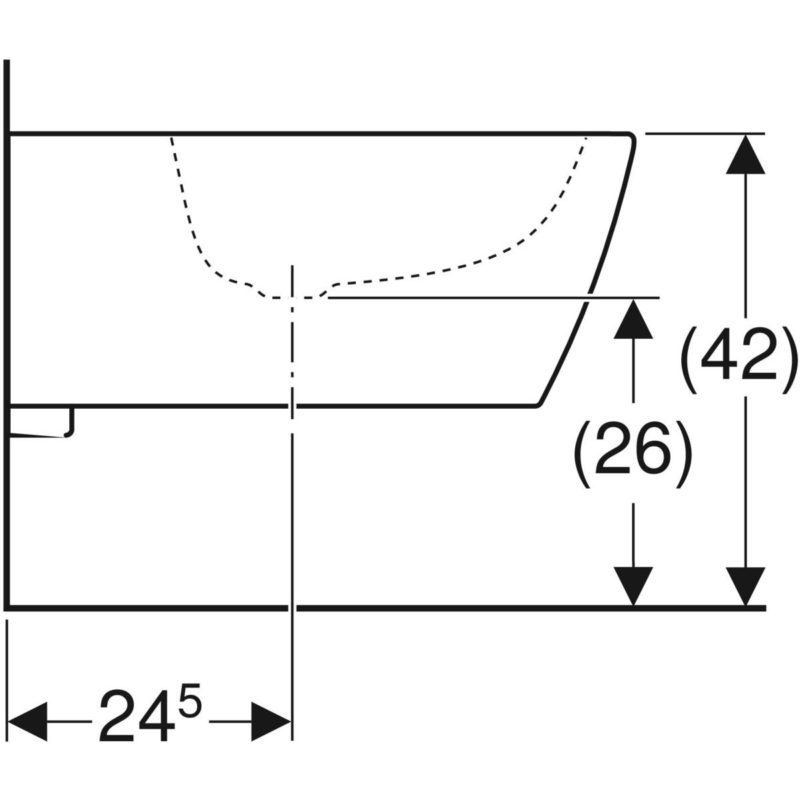 Závesný bidet Geberit iCon Square, uzavretý tvar: T=54cm, biela / KeraTect, 231910600