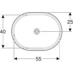 Vstavané umývadlo Geberit VariForm, elipsovité: B1=55cm, T=46cm, biela