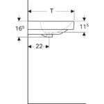 Umývadlo Geberit Smyle Square: B=90cm, T=48cm, biela