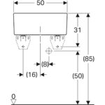 Viacúčelový drez Geberit Publica s prepadom: B=50cm, H=20cm, T=39cm