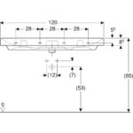 Umývadlo Geberit Smyle Square: B=120cm, T=48cm, biela