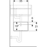 Spodný diel umývadla na zachytávanie sadry Geberit Publica: B=25cm, H=21cm, T=35cm
