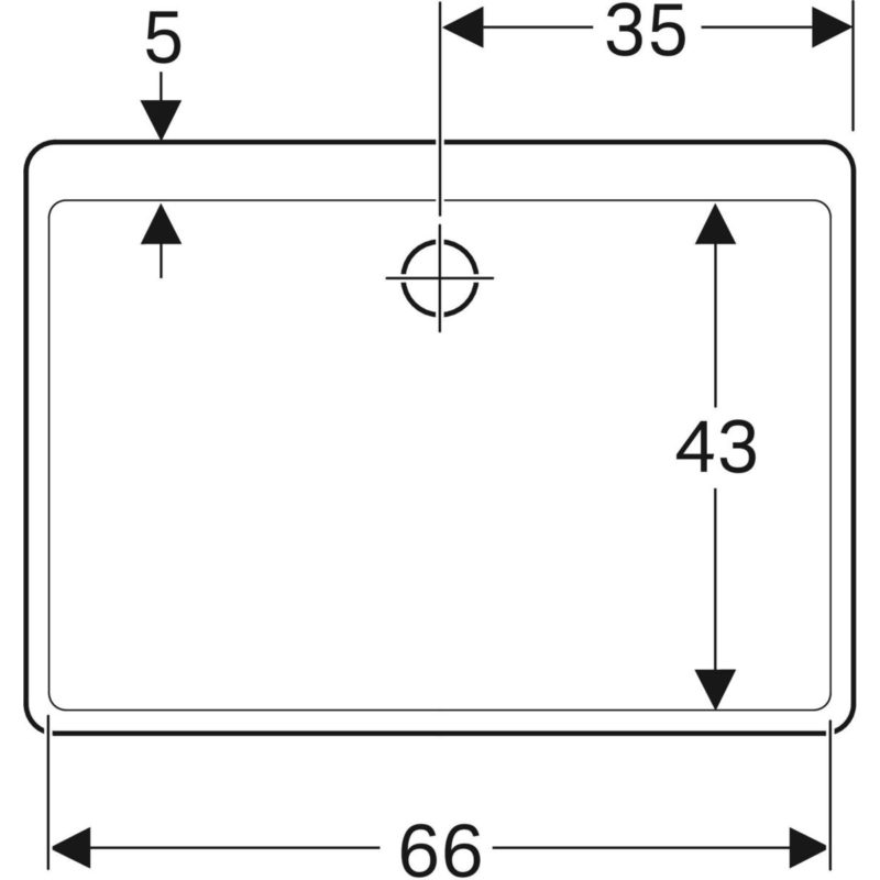 Viacúčelový drez Geberit Publica s prepadom: B=70cm, H=20cm, T=50cm, 361370000