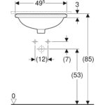 Vstavané umývadlo Geberit VariForm, oválne: B1=50cm, T=46cm, biela