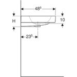 Umývadlo Geberit iCon: B=90cm, T=48.5cm, Otvor pre batériu=V strede, biela