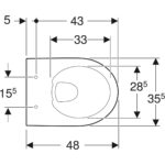 Závesné WC s hlbokým splach. Geberit Selnova Compact, Rimfree: biela