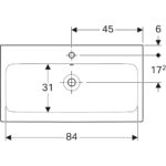 Umývadlo Geberit iCon: B=90cm, T=48.5cm, Otvor pre batériu=V strede, biela / KeraTect