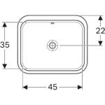 Vstavané umývadlo Geberit VariForm, pravouhlé: B1=45cm, T=44cm, biela