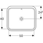 Vstavané umývadlo Geberit VariForm, pravouhlé: B1=50cm, T=49cm, biela