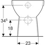 Stojacie WC s hlb. splach. Geberit Selnova, v jednej rovine so stenou, Rimfree: T=53cm