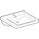 Bezbariérové umývadlo Geberit Selnova Comfort Square: B=55cm, T=52.5cm, biela