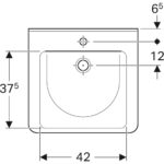 Bezbariérové umývadlo Geberit Selnova Comfort Square: B=55cm, T=52.5cm, biela