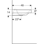 Umývadlo Geberit Xeno2 s odkl. plochou: B=90cm, T=48cm, Úložná plocha=Vľavo, biela