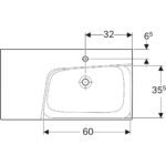 Umývadlo Geberit Xeno2 s odkl. plochou: B=90cm, T=48cm, Úložná plocha=Vľavo, biela