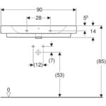 Umývadlo na dosku Geberit iCon: B=90cm, T=48.5cm, biela