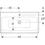 Umývadlo na dosku Geberit iCon: B=90cm, T=48.5cm, biela