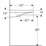 Bezbariérové umývadlo Geberit Selnova Comfort Square: B=55cm, T=52.5cm, biela