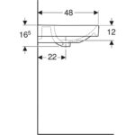 Umývadlo Geberit Smyle Square: B=60cm, T=48cm, biela