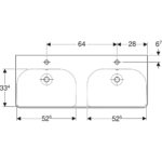 Dvojumývadlo Geberit Smyle Square: B=120cm, T=48cm, biela