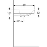 Umývadlo Geberit Smyle Square: B=90cm, T=48cm, Otvor pre batériu vľavo a vpravo, biela
