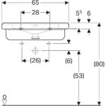 Bezbariérové umývadlo Geberit Selnova Comfort Square: B=65cm, T=55cm, biela