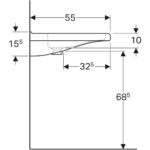 Bezbariérové umývadlo Geberit Selnova Comfort Square: B=65cm, T=55cm, biela