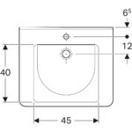 Bezbariérové umývadlo Geberit Selnova Comfort Square: B=65cm, T=55cm, biela