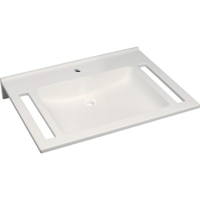 Umývadlo Publica, hranatý dizajn, s výrezmi, bezbariérové, Alpská biela, 402170016