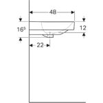 Umývadlo Geberit Smyle Square: B=90cm, T=48cm, biela