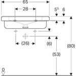 Bezbariérové umývadlo Geberit Selnova Comfort Square: B=65cm, T=55cm, biela