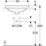 Zápustné umývadlo Geberit VariForm, oválne, s otvorom pre bat: B=50cm, T=45cm, biela
