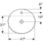 Zápustné umývadlo Geberit VariForm, oválne, s otvorom pre bat: B=50cm, T=45cm, biela