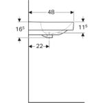 Umývadlo Geberit Smyle Square: B=75cm, T=48cm, biela