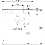 Umývadlo Geberit Smyle Square: B=75cm, T=48cm, biela