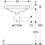 Zápustné umývadlo Geberit VariForm, oválne, s otvorom pre bat: B=55cm, T=45cm, biela