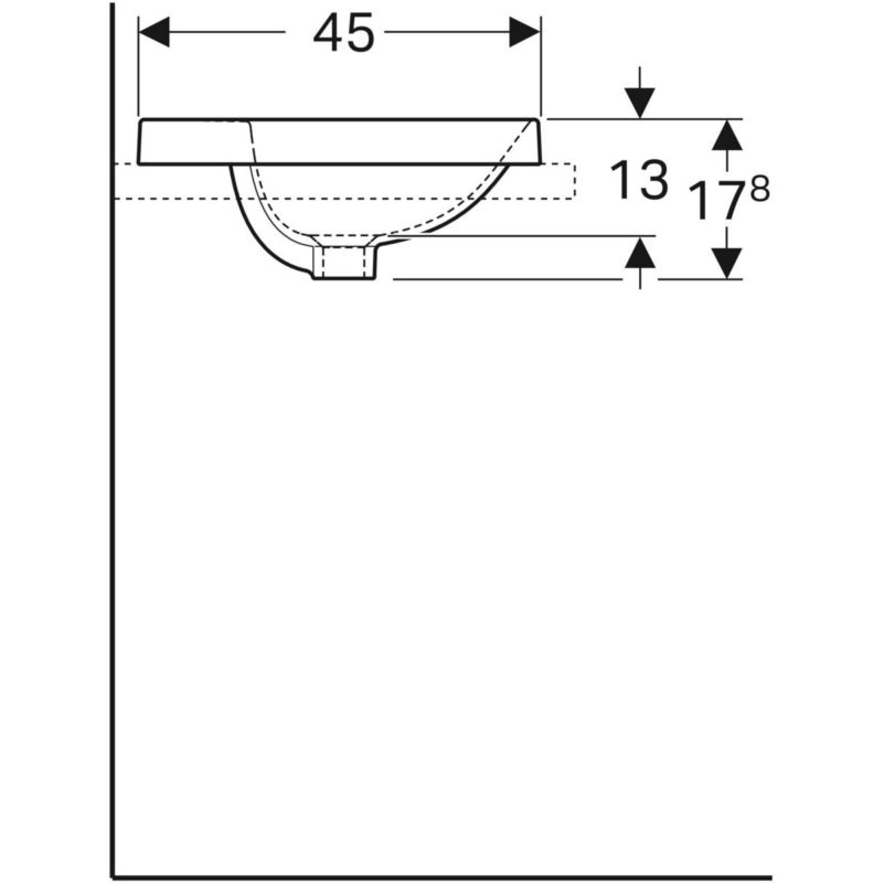 Zápustné umývadlo Geberit VariForm, oválne, s otvorom pre bat: B=55cm, T=45cm,  Biela, 500.722.01.2
