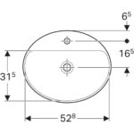 Zápustné umývadlo Geberit VariForm, oválne, s otvorom pre bat: B=55cm, T=45cm, biela